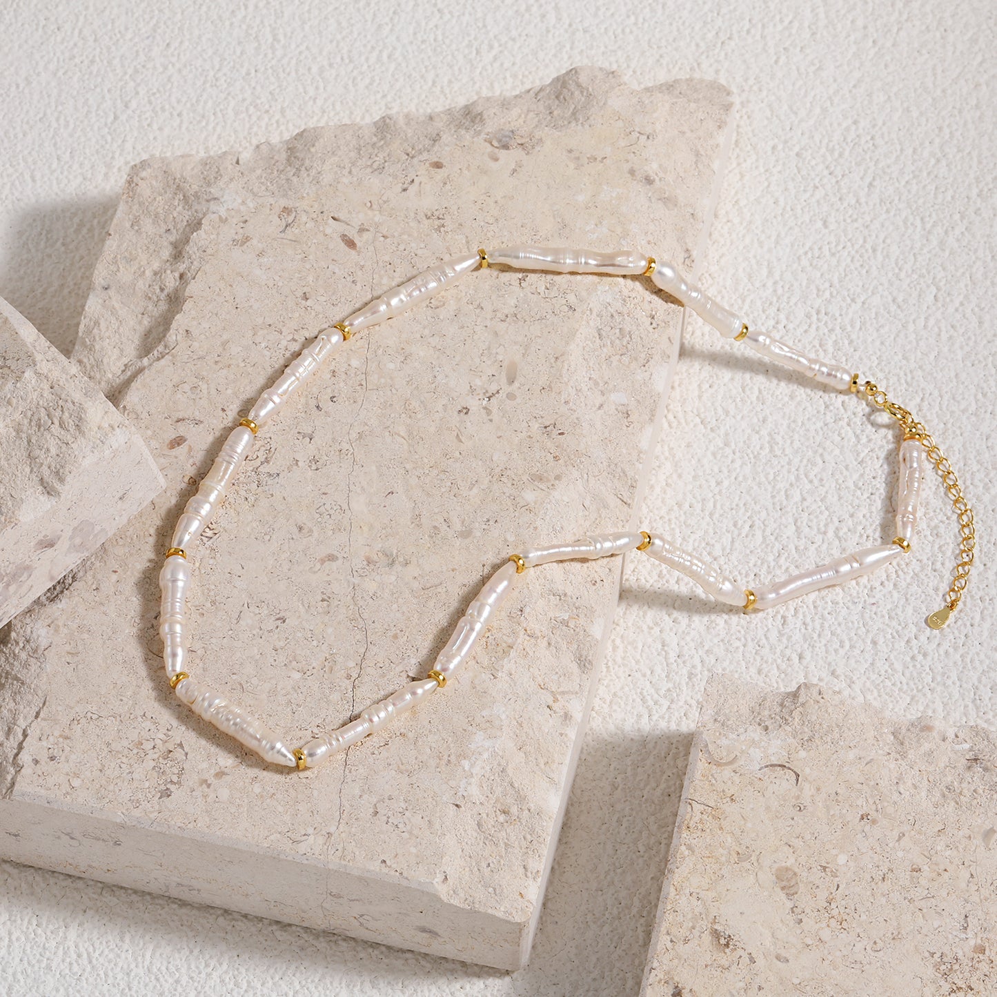 Women Daily Fashion Jewelry Timeless 925 Sterling Silver Elegant Natural Long Stick Pearls Necklace