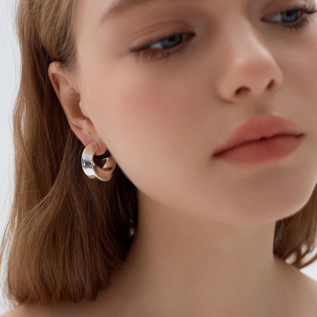 Statement 999 Sterling Silver Chunky  Hoop Earrings
