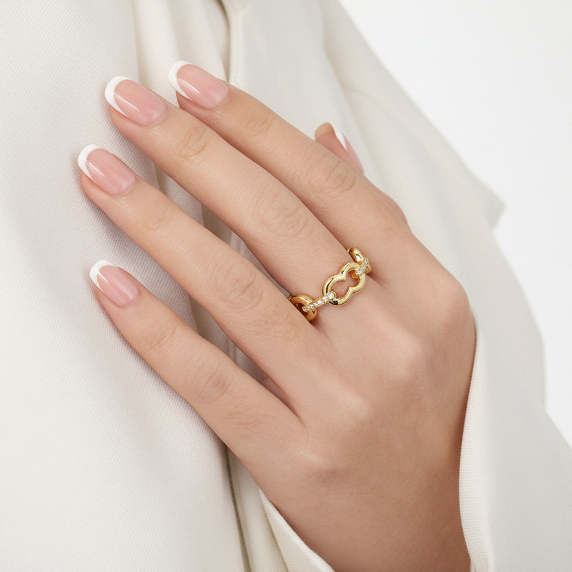 Elegant Stylish Office Hollow CZ 8 Shape 925 Sterling Silver Ring