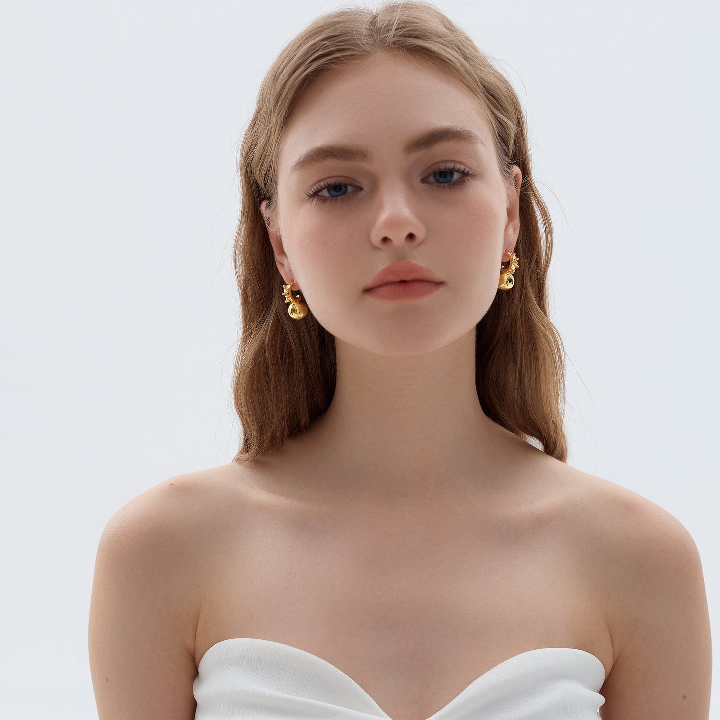 999 Sterling Silver Chunky Hollow Light Large Round Ball Statement  Stud  Earrings