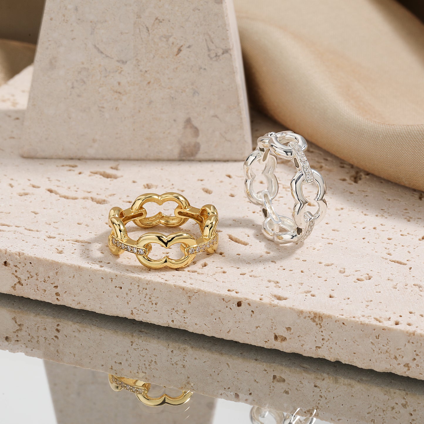 Office Hollow CZ 8 Shape 925 Sterling Silver Ring