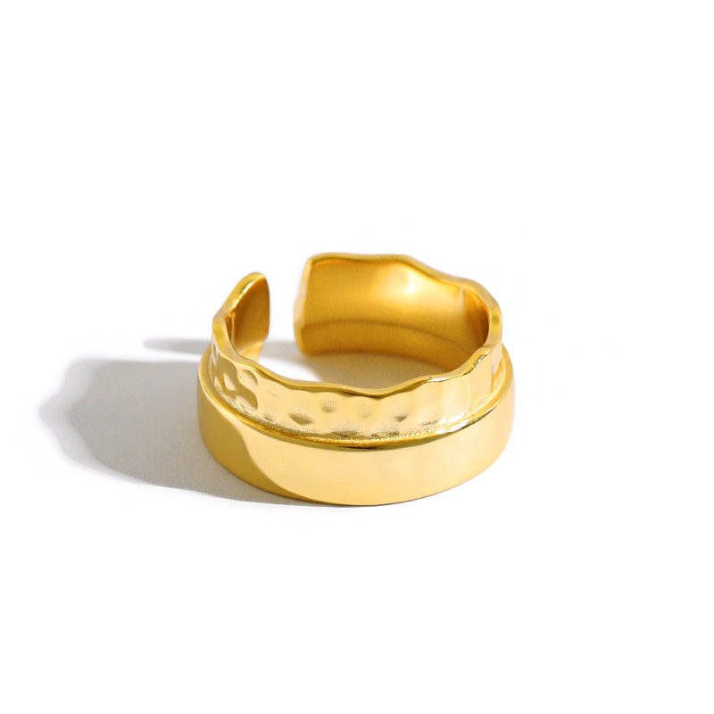 New Irregular Wave Wide 925 Sterling Silver Adjustable Ring