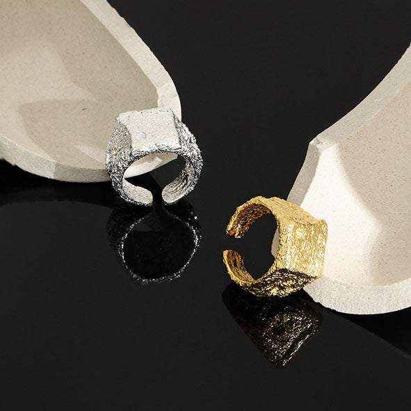 Hot 925 Sterling Silver Men's Geometry Square  Adjustable Ring