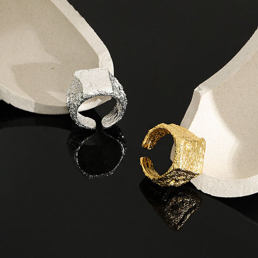 Hot 925 Sterling Silver Men's Geometry Square  Adjustable Ring