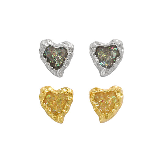 Beautiful elegant Shining Heart 925 Sterling Silver Stud Earrings