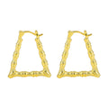Fashion Geometry Bamboo Triangle 925 Sterling Silver Hoop Earrings
