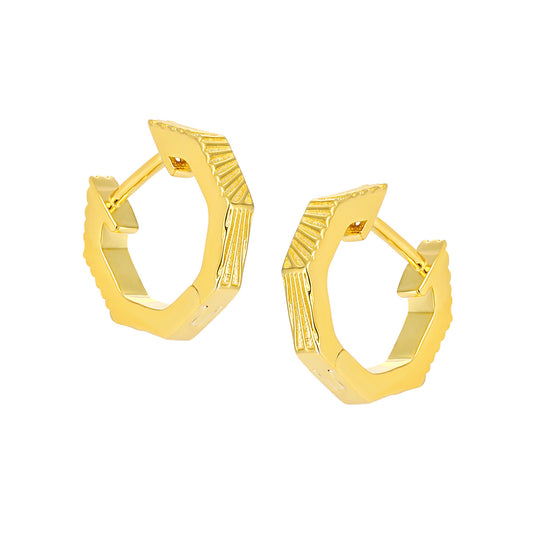 Irregular vertical geometric Octagon 925 Sterling Silver Hoop Earrings