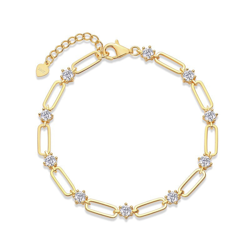 Hollow Chain and Diamond Bracelet
