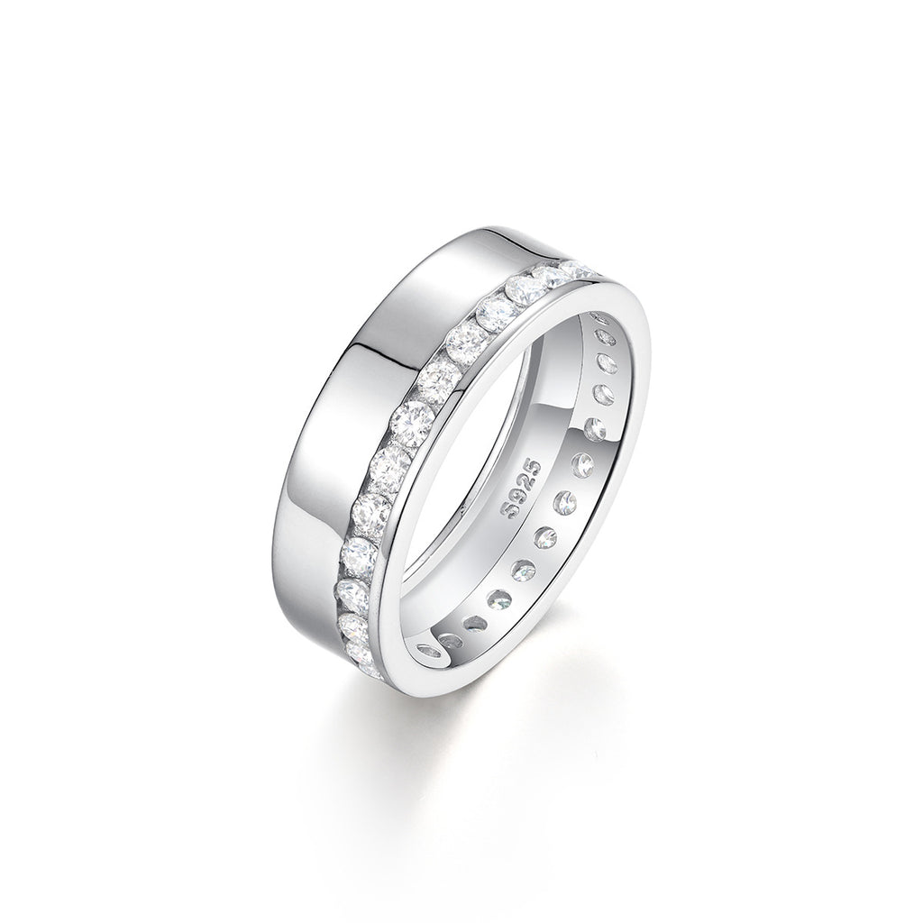 Simple Yet Elegant Full Band Moissanite For Men 925 Sterling Silver Ring