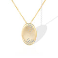 Oval Brushed Accent Stones Pendant Necklace