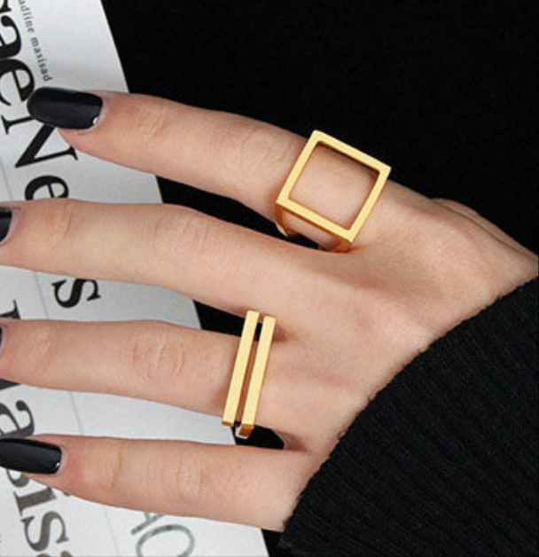 Minimalism Geometry Strips 925 Sterling Silver Adjustable Ring