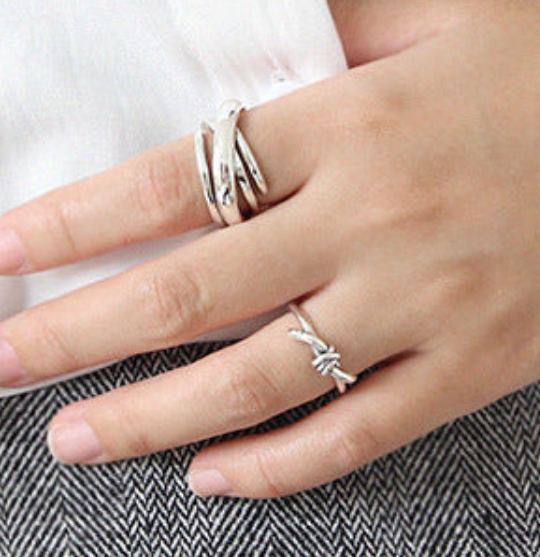Irregular Multilayer Cross 925 Sterling Silver Adjustable Ring