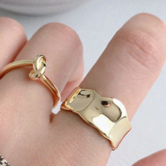 Minimalist Irregular Geometry Wide 925 Sterling Silver Adjustable Ring