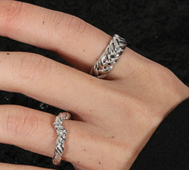 Fashion Hollow Twisted 925 Sterling Silver Adjustable Ring