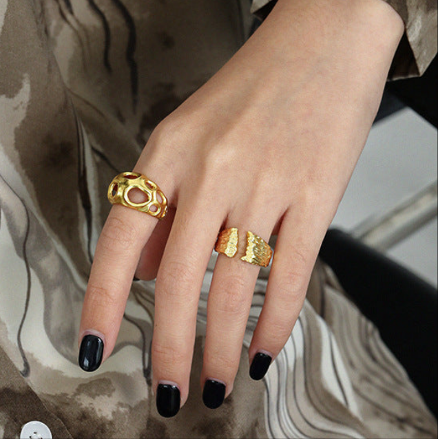 Party Irregular Geometry 925 Sterling Silver Adjustable Ring