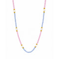 Pink & Blue Cubic Zirconia Pearl Beaded Necklace