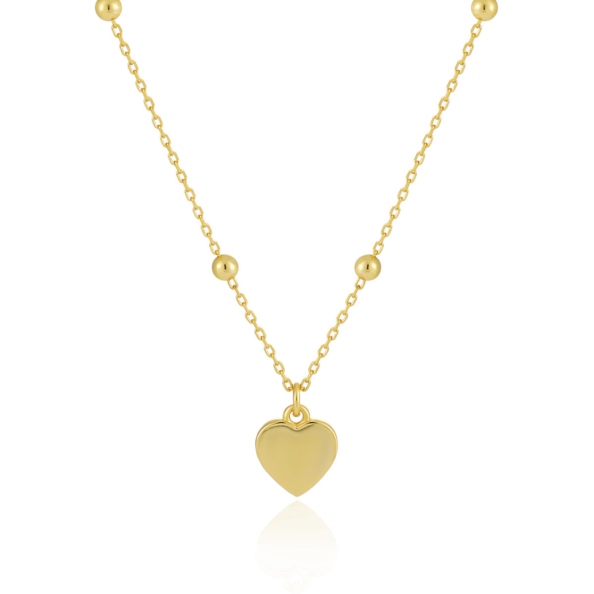 Curb Chain Heart 925 Sterling Silver Necklace, 18K Gold Plated