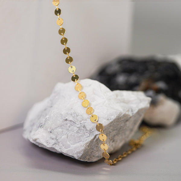 Dainty Fashion Geometry Round  Diskette 925 Sterling Silver Anklet/Bracelet