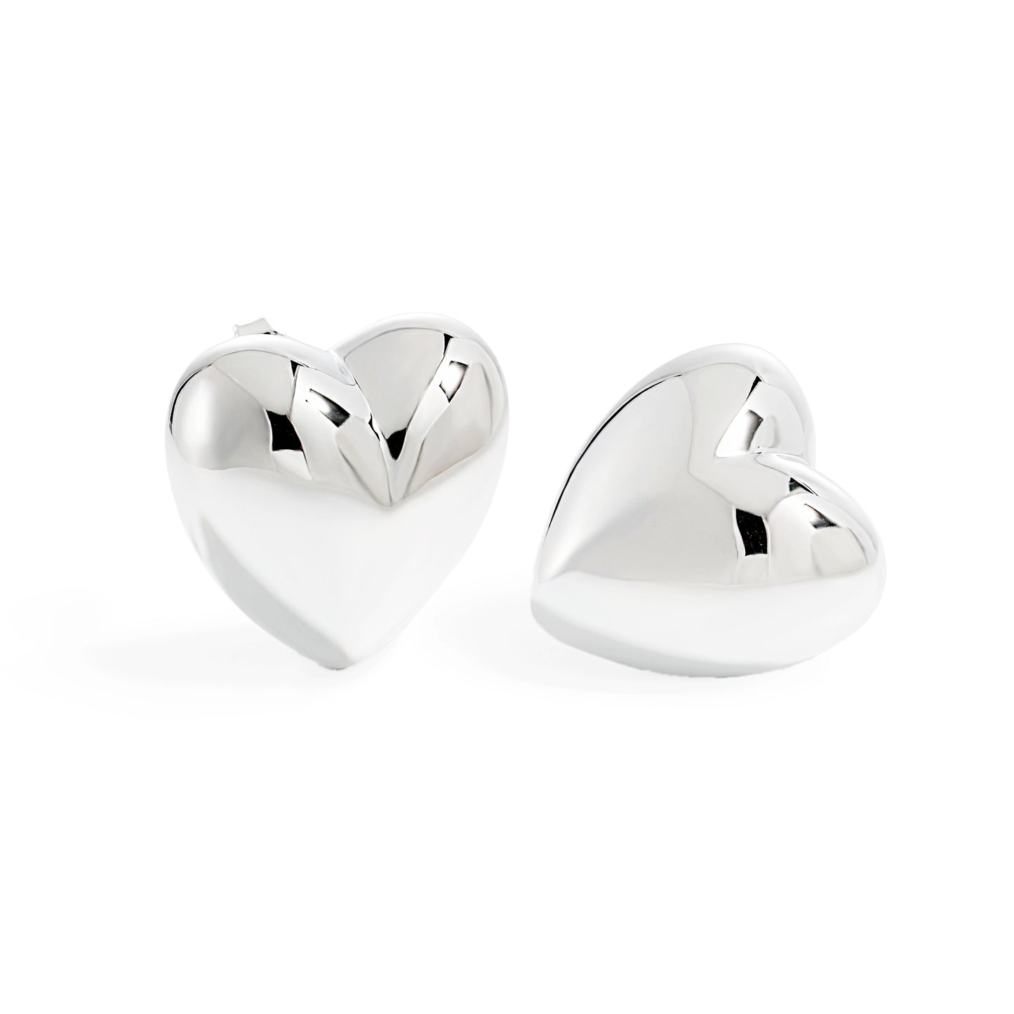 Stunning Romantic Gift 999 Pure Silver Big Heart Honeymoon Statement Stud Earrings