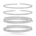 Fashion Irregular Geometry Women Carved 925 Sterling Silver Open Bangle