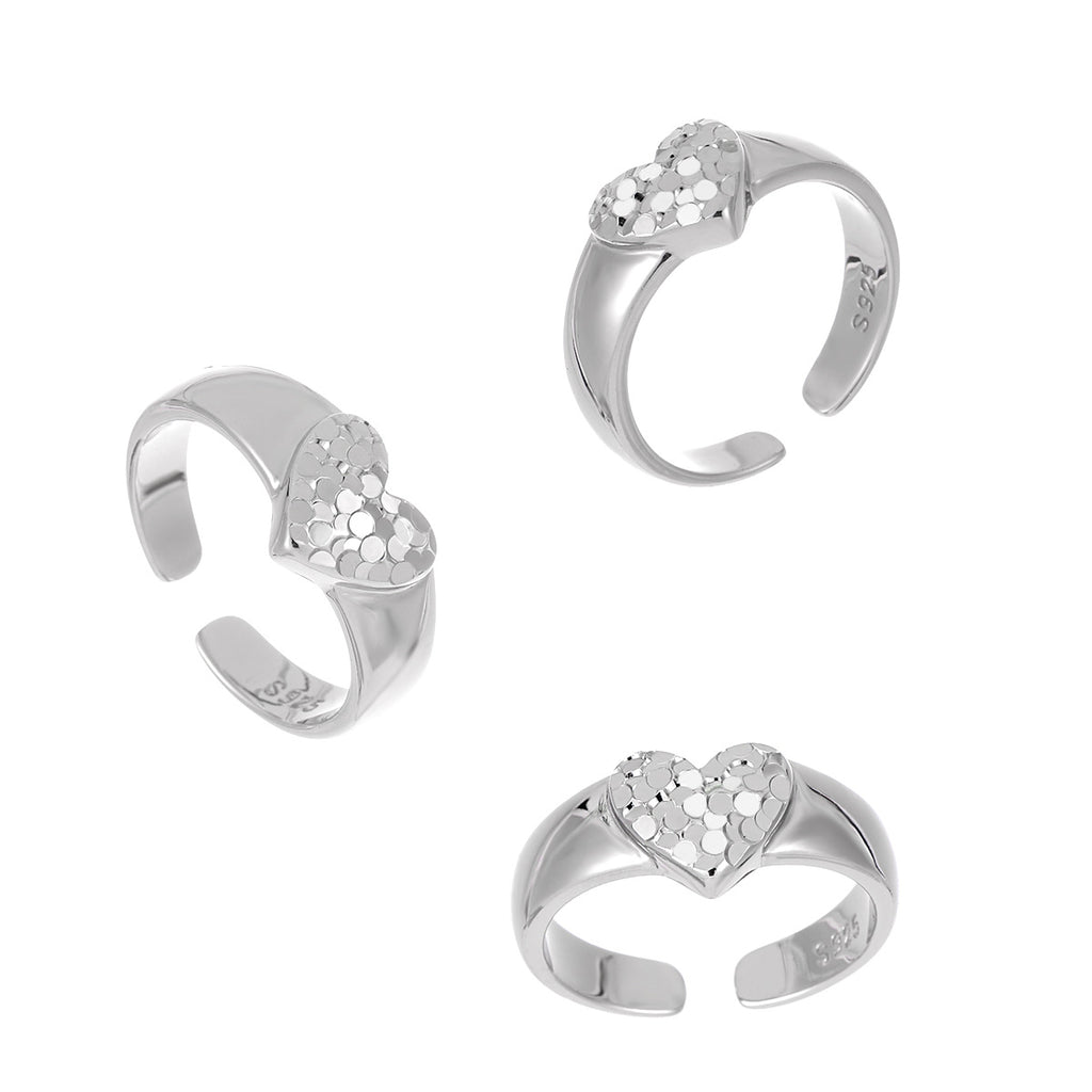 Stunning Love Heart 925 Sterling Silver Women Adjustable Ring