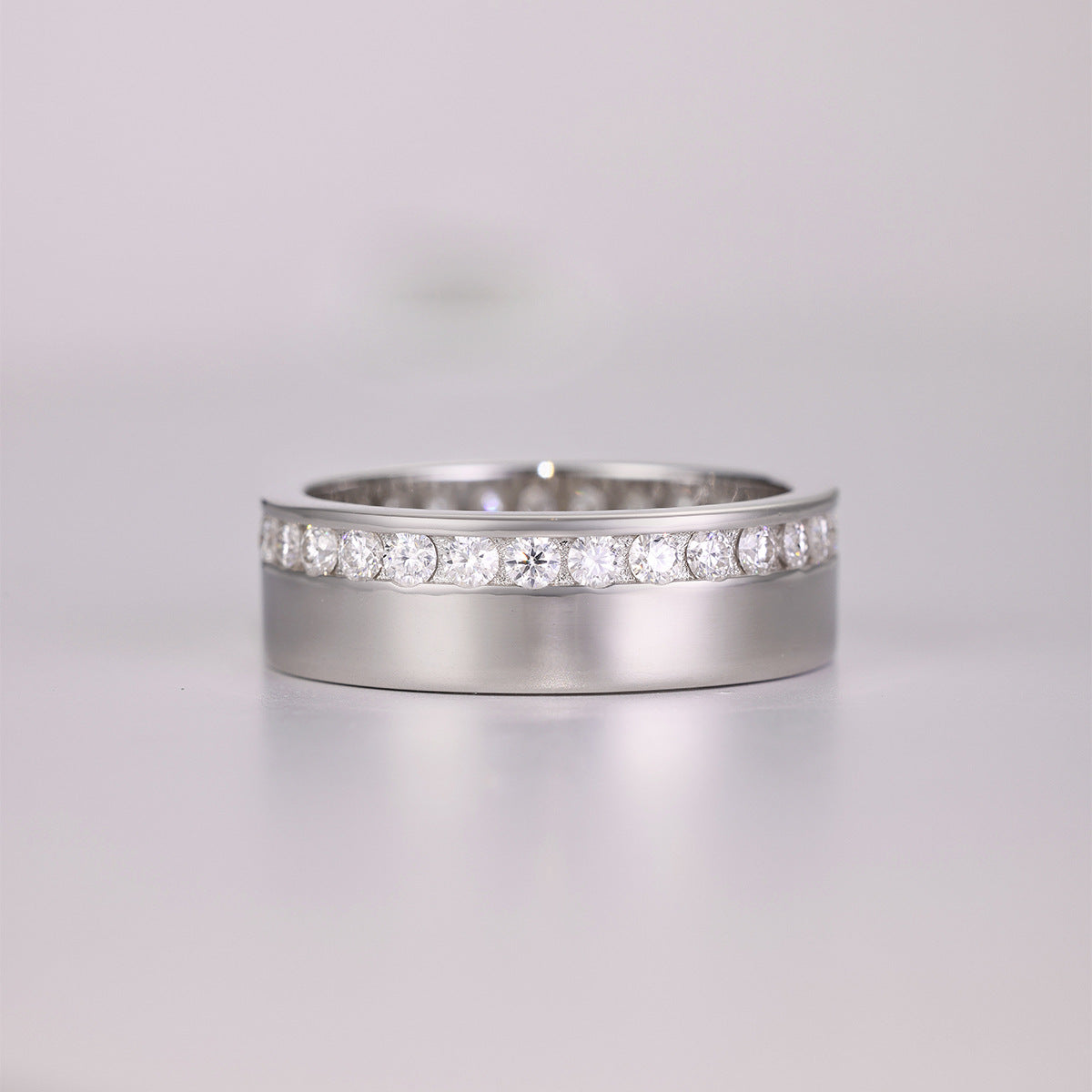 Simple Yet Elegant Full Band Moissanite For Men 925 Sterling Silver Ring