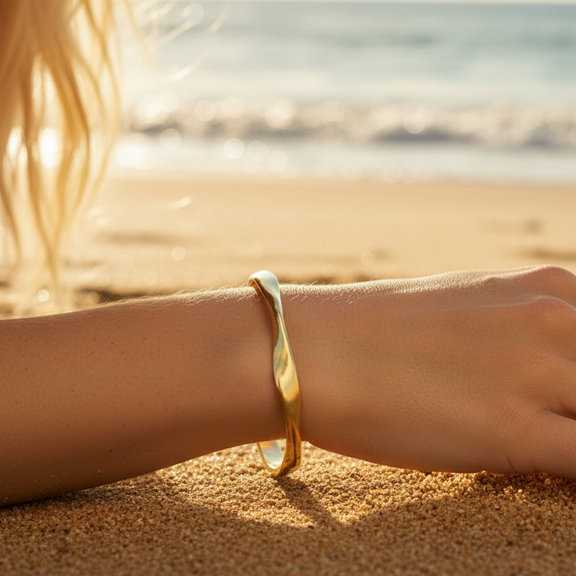 Stunning Irregular 925 Sterling Silver Open Bangle