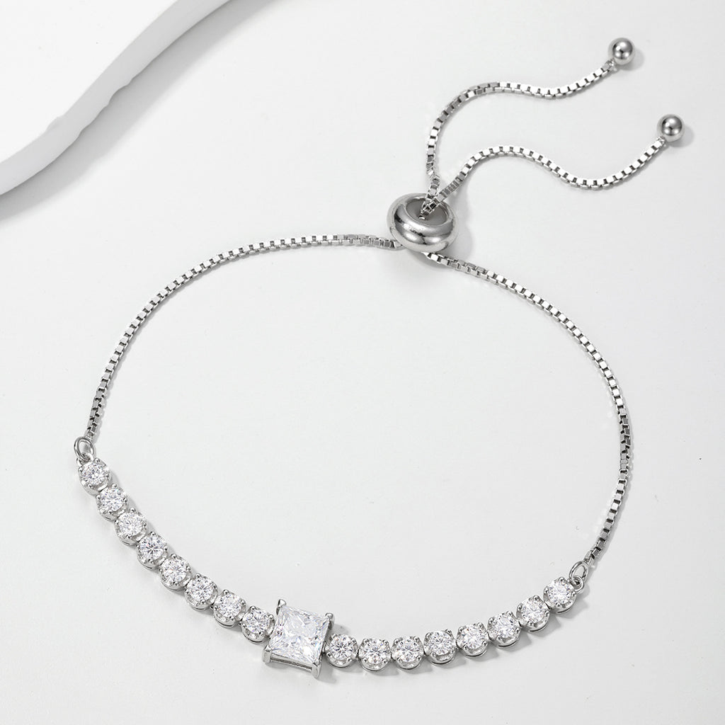 Princess Cut Square Center Tennis Bracelet