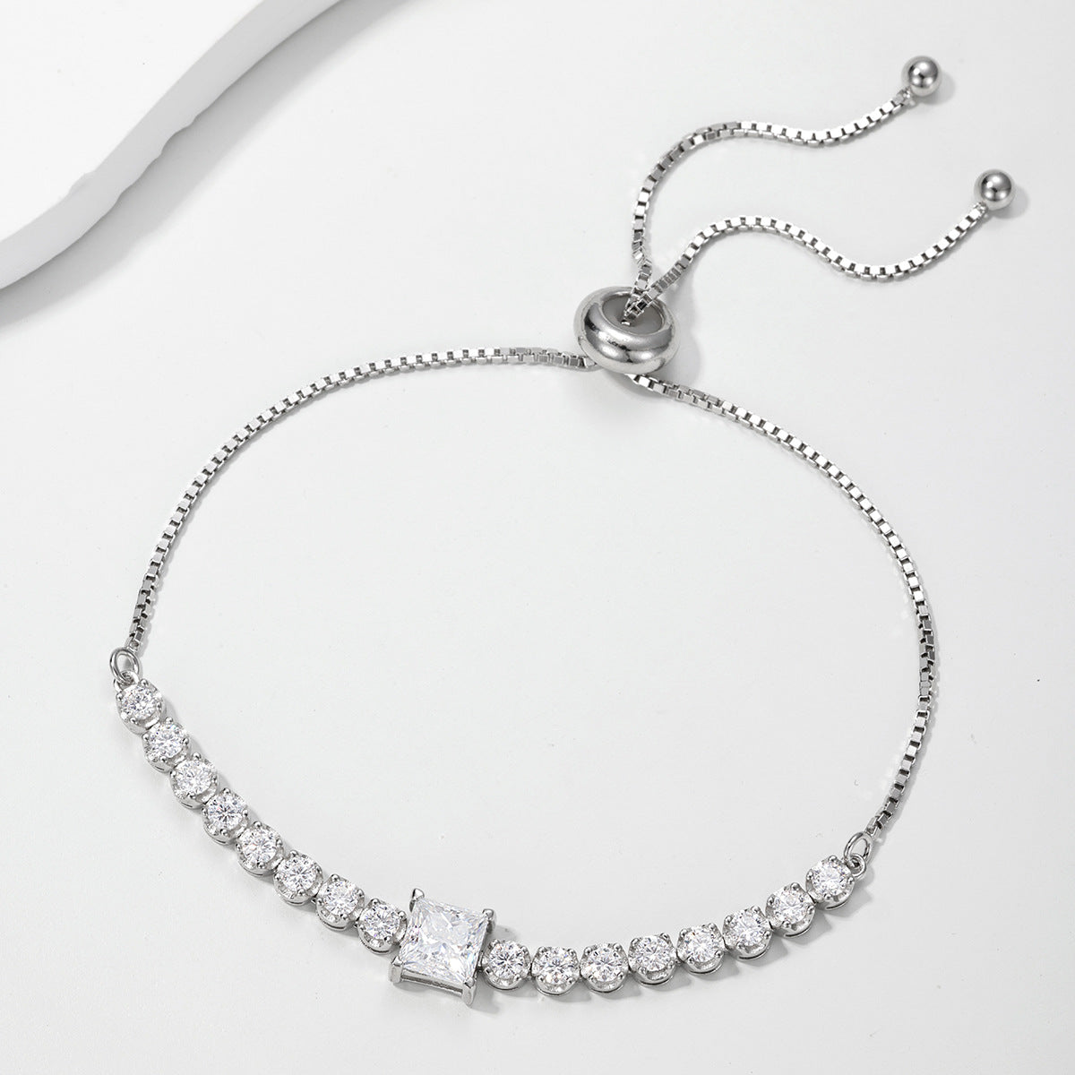 Princess Cut Square Center Tennis Bracelet