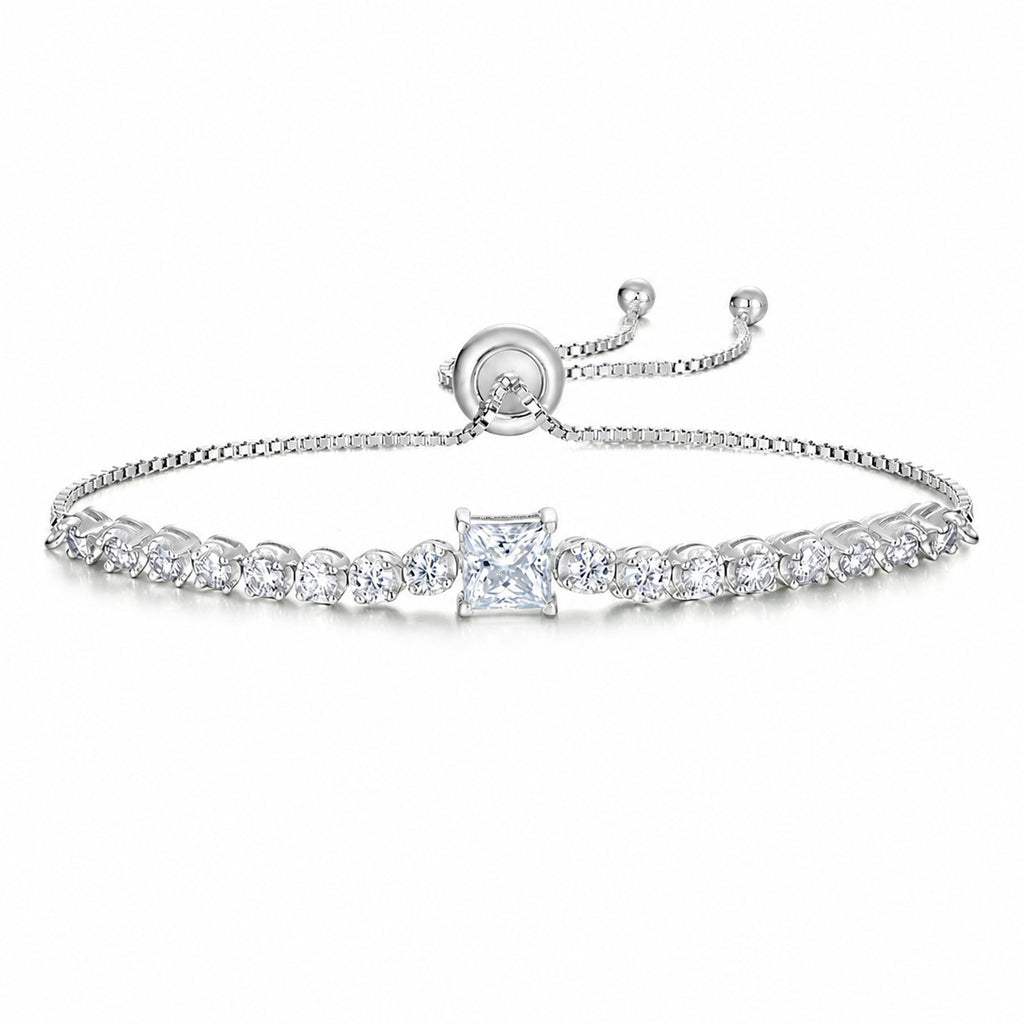 Princess Cut Square Center Tennis Bracelet