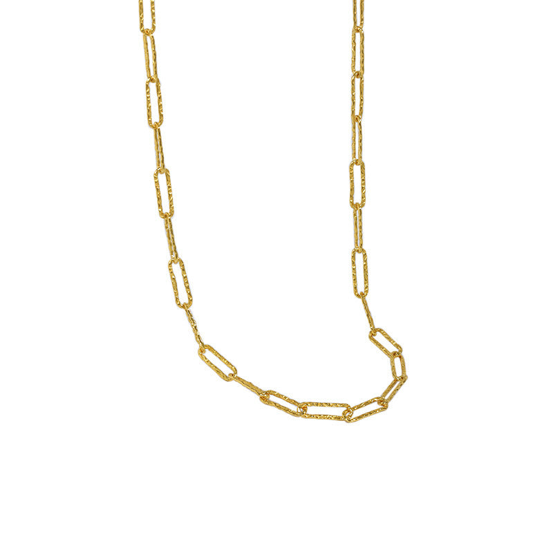 Cool and minimalist style, hammered hollow S925 pure silver necklace