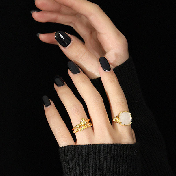 Irregular Hollow Beads 925 Sterling Silver Adjustable Ring