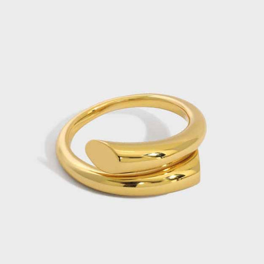 925 Sterling Silver Adjustable Ring Minimalism Line Crossing