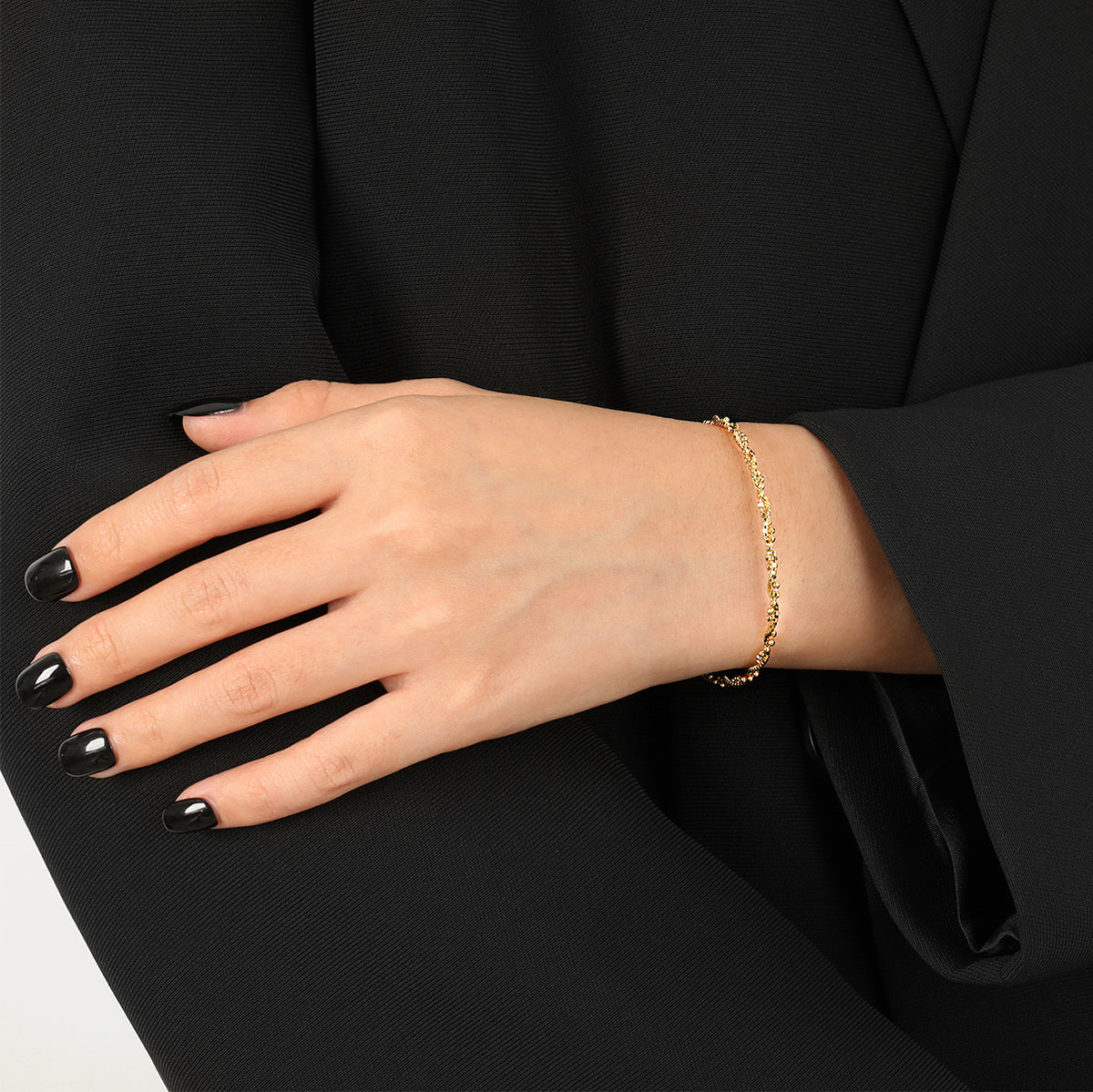 Dainty Beads Tubes Twisted Double Layers 925 Sterling Silver Bracelet