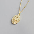 Holy Maria Ellipse Tag Letters 925 Sterling Silver Necklace