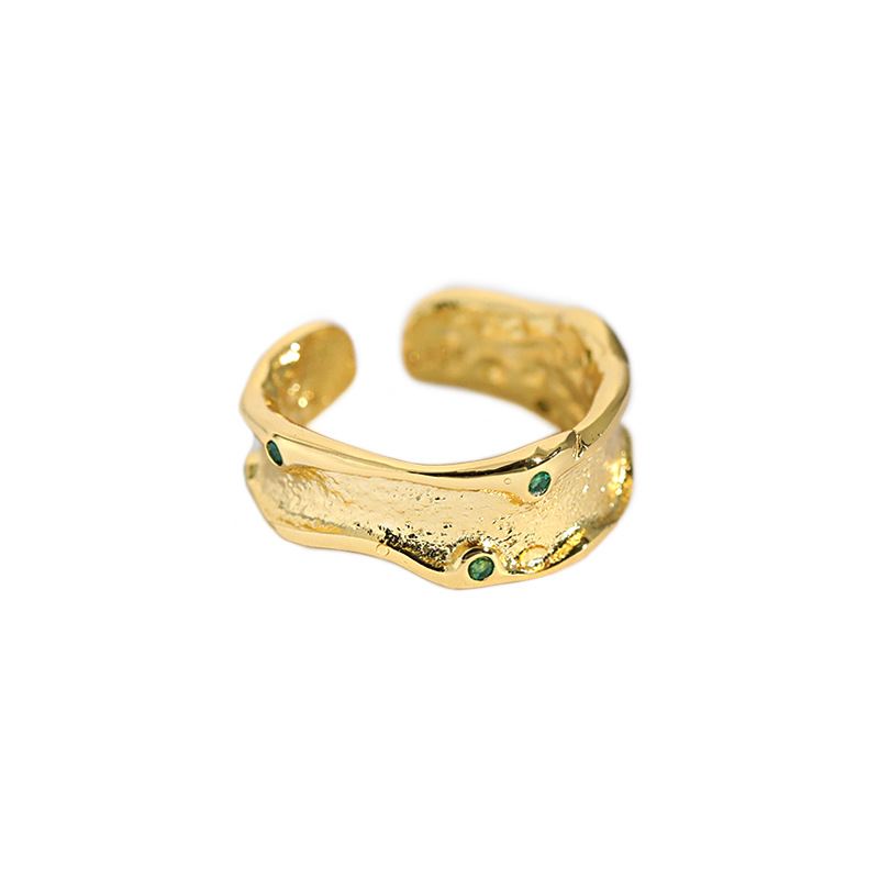 Minimalism Stylish Green CZ 925 Sterling Silver Adjustable Ring