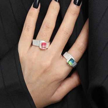 Stylish Fading Emerald Gear 925 Sterling Silver Adjustable Ring