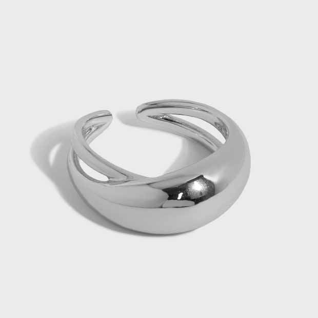 Chunky Oval Ellipse 925 Sterling Silver Adjustable Ring