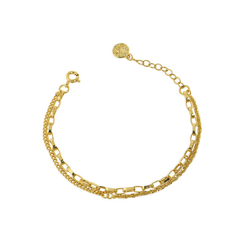 S925 Pure Silver trendy and cool starry sky double layer chain bracelet for women