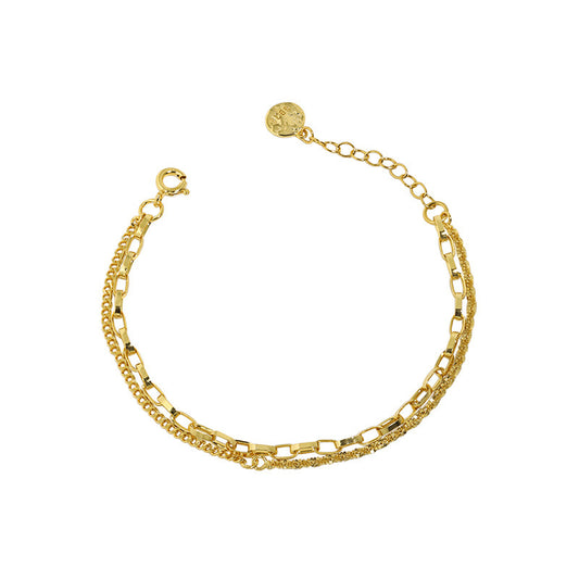 S925 Pure Silver trendy and cool starry sky double layer chain bracelet for women