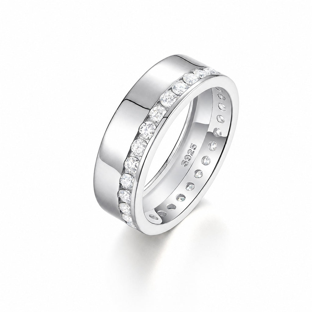 Simple Yet Elegant Full Band Moissanite For Men 925 Sterling Silver Ring