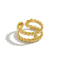Fashion Beads Double Layer H 925 Sterling Silver Adjustable Ring