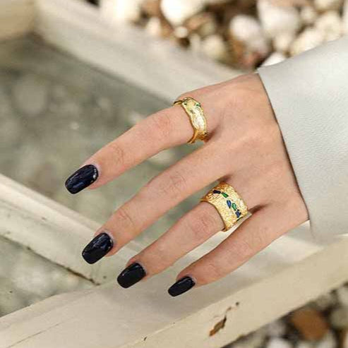 Minimalism Stylish Green CZ 925 Sterling Silver Adjustable Ring