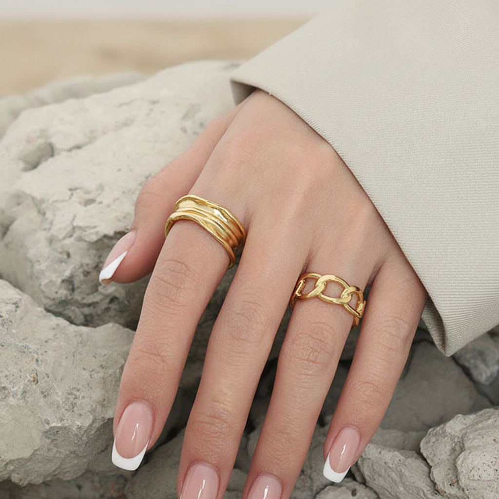 Fashion Irregular Wrinkle Texture 925 Sterling Silver Adjustable Ring