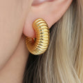 Gold spiral chunky gold and silver earrings 