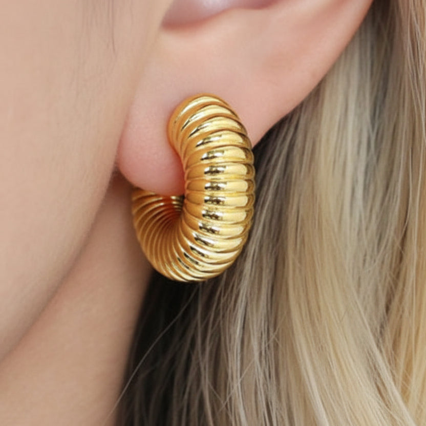 Gold spiral chunky gold and silver earrings 