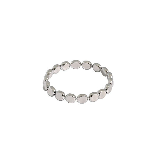 925 Sterling Silver Geometry Oblate Bead Ring