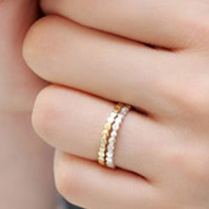 Three layer CZ Hive 925 Sterling Silver Adjustable Stacker Ring