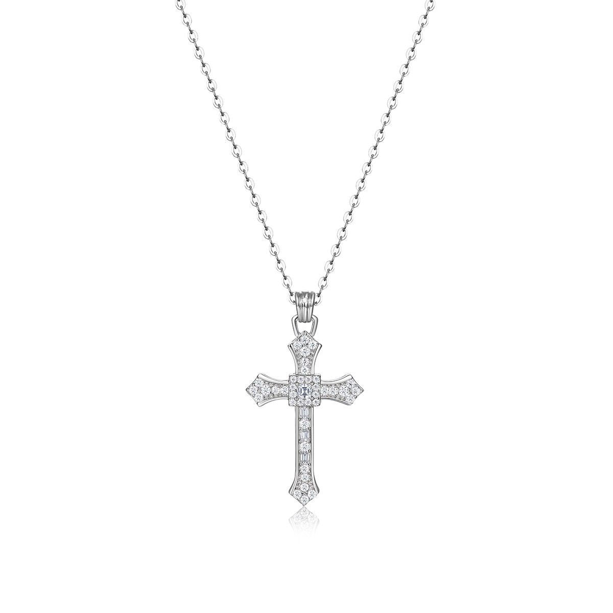 Vintage Cross Moissanite Necklace