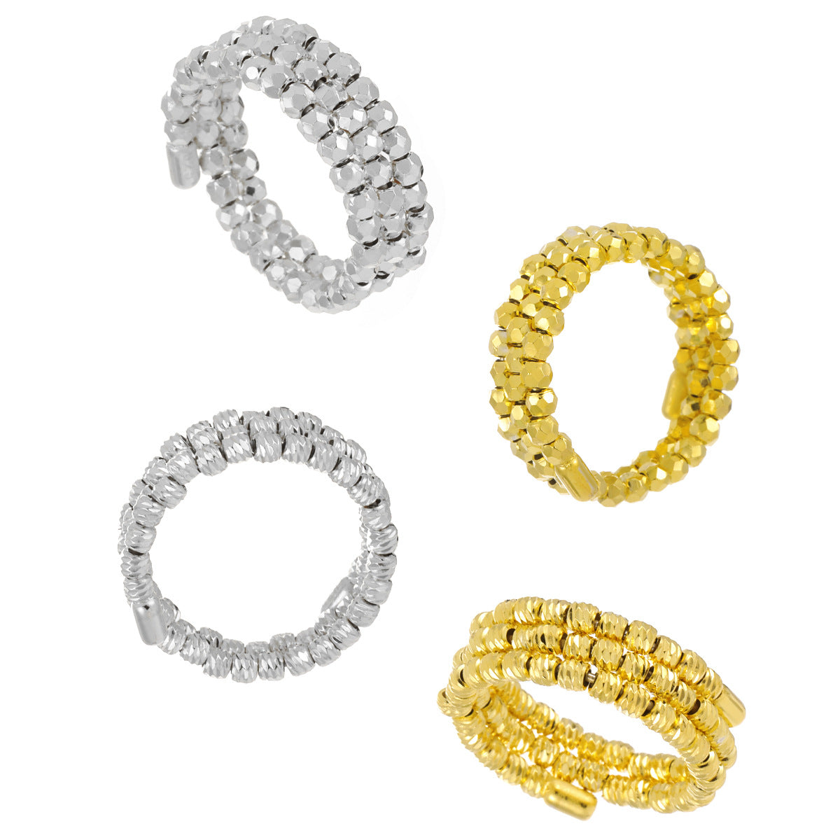 Triple Layers Rhombus Beads 925 Sterling Silver Adjustable Ring